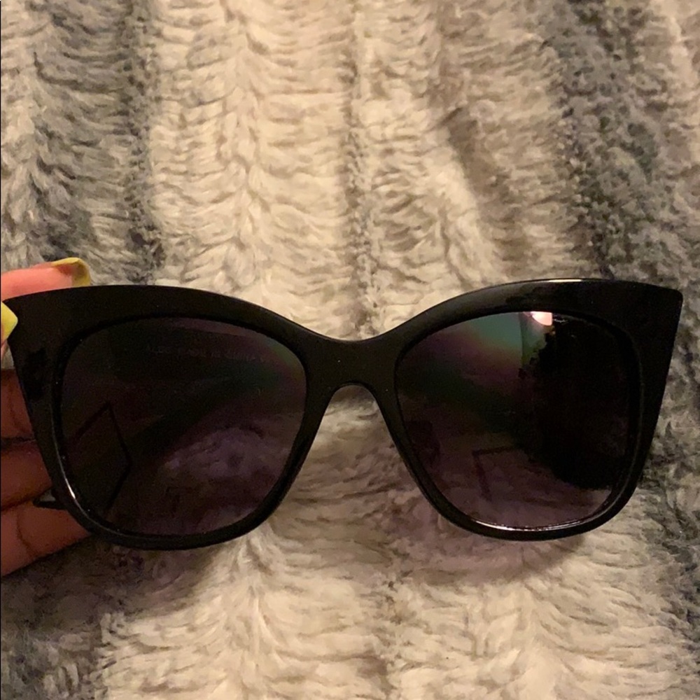 black cat-eye glasses